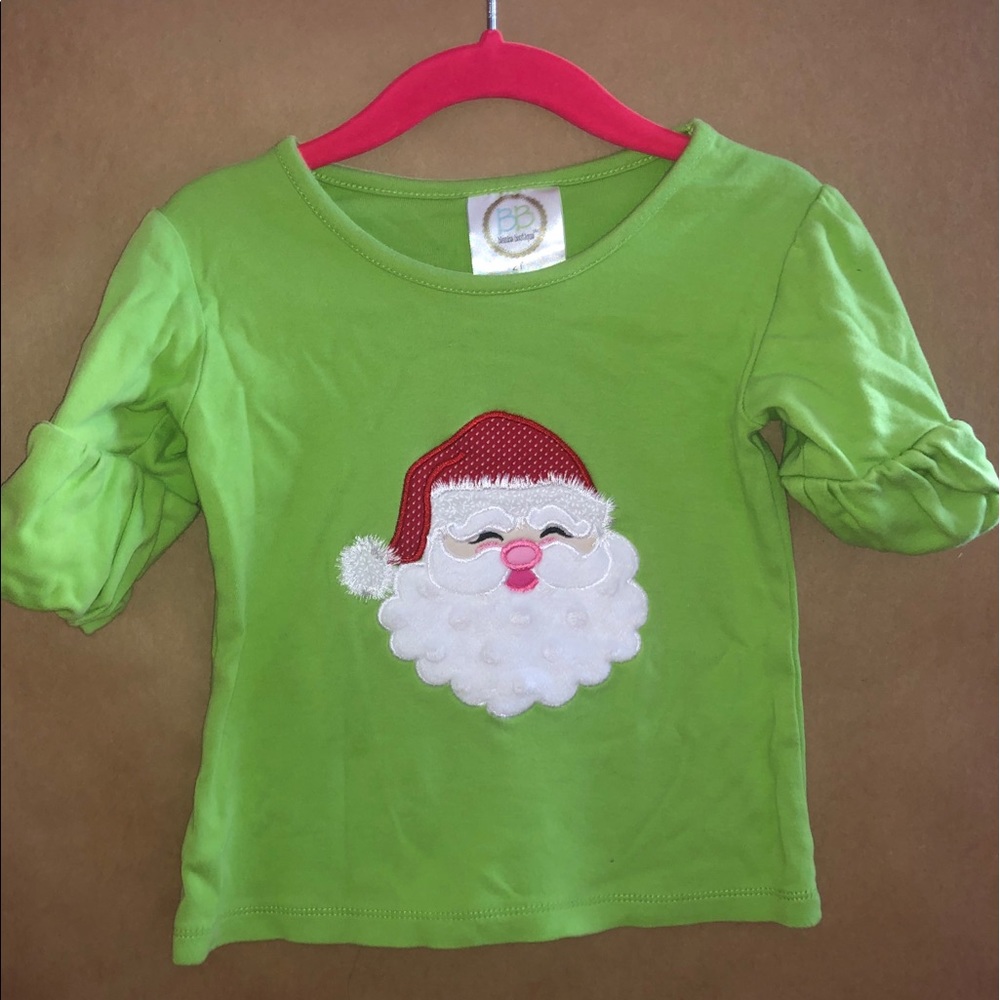 Green Santa 2T shirt applique Christmas